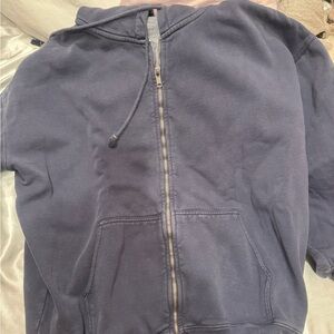 Navy Brandy Melville Blue Zip-Up Hoodie
